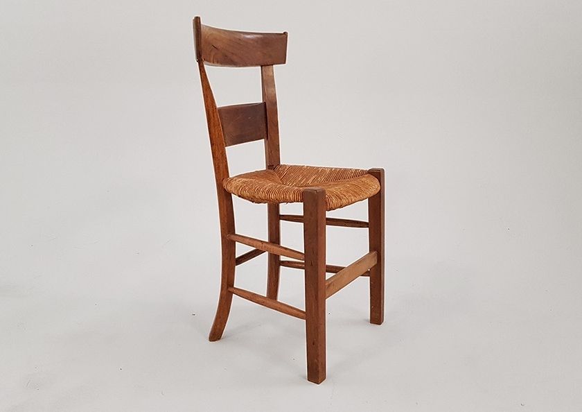 Foto Wooden Chair with Sisal Seat Provence 1960