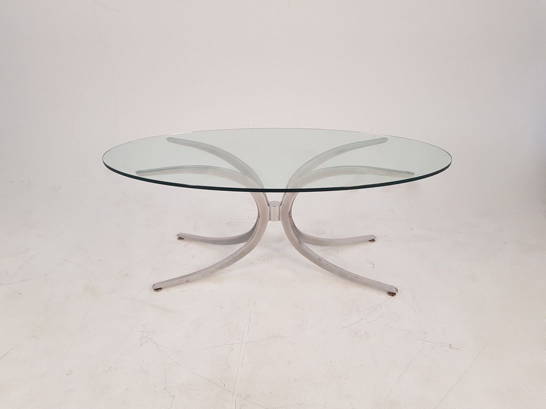 Foto Oval Glass Side Table with Metal Frame h48x74x126