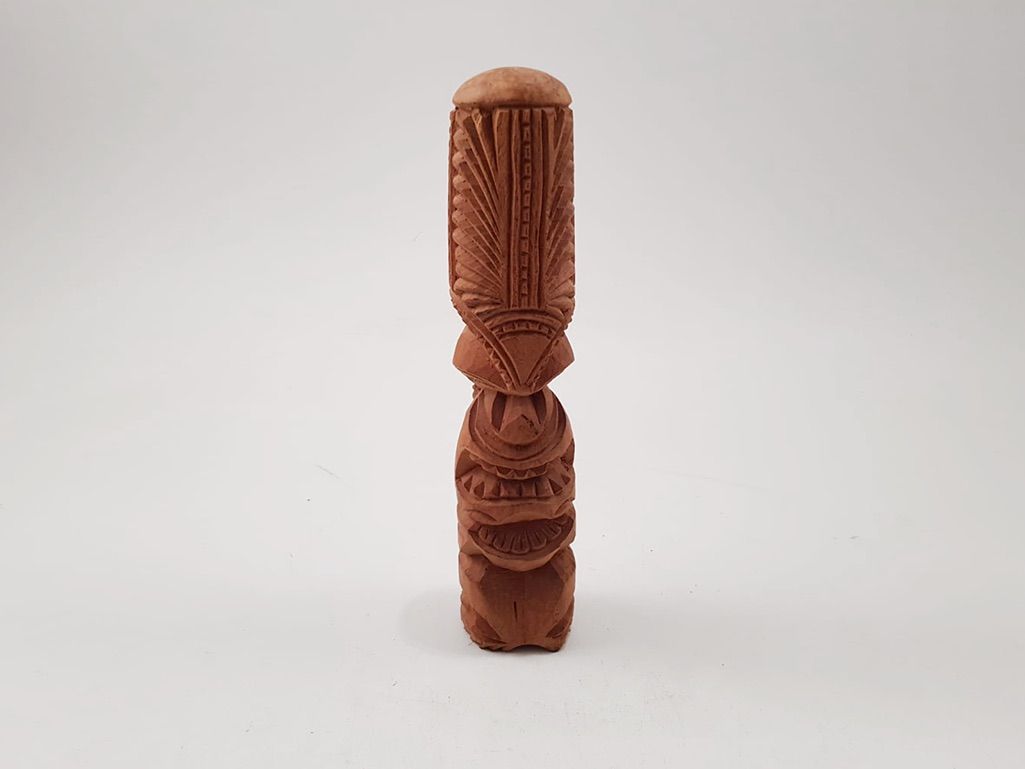 Foto Tiki Sculpture Polynesia Wood 1960 h27x5