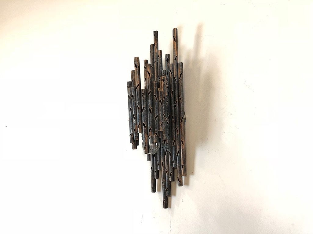 Foto Marcello Fantoni Bronze Wall Lamp Brutalism Italy 1968 h54