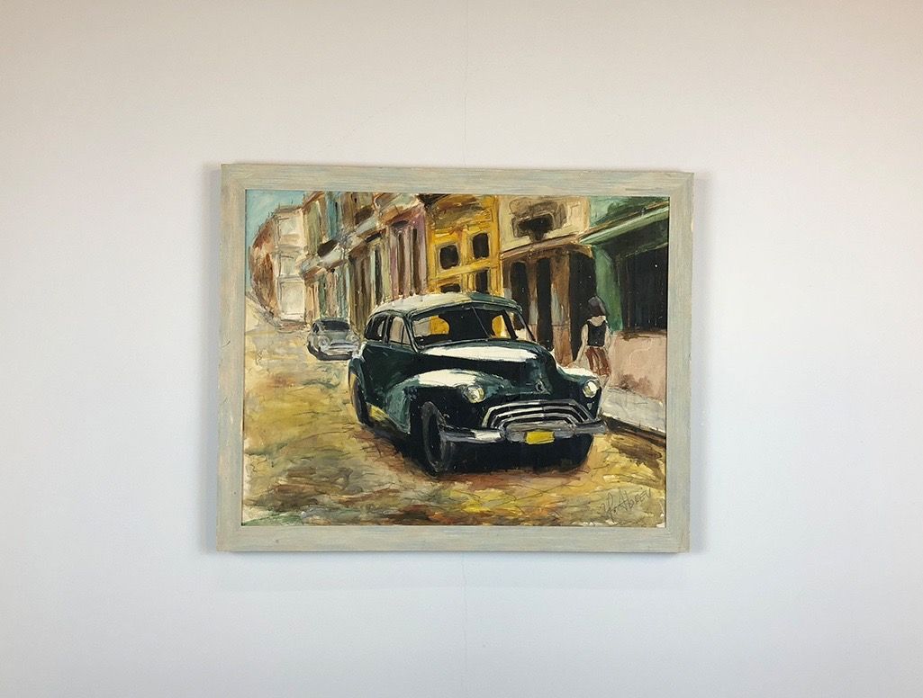 Foto Gouache Painting Car in Havana h68x87 34A14