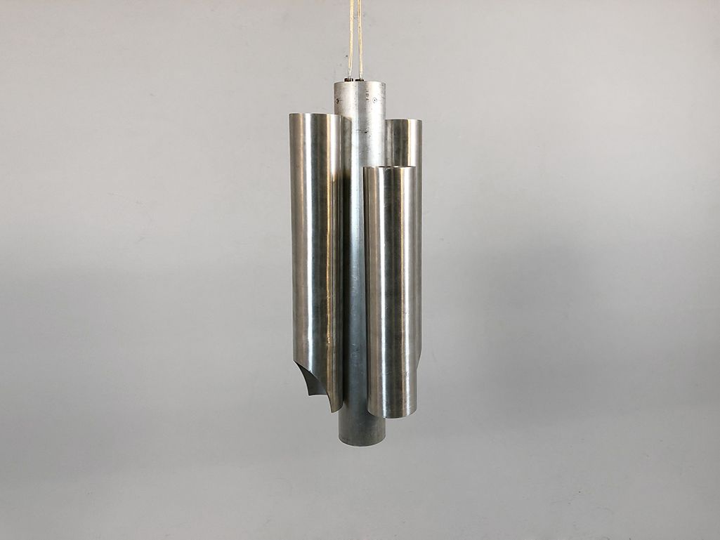 Foto Chrome Pipes Hanging Lamp 1970 h80