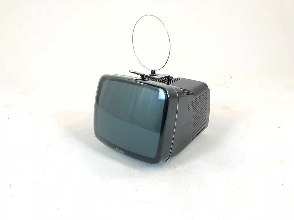 Foto Small Black Brionvega TV with Round Antenna