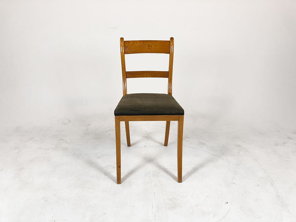 Foto Biedermeier Chair Cherry Tree Wood Horsehair Upholstery 1835