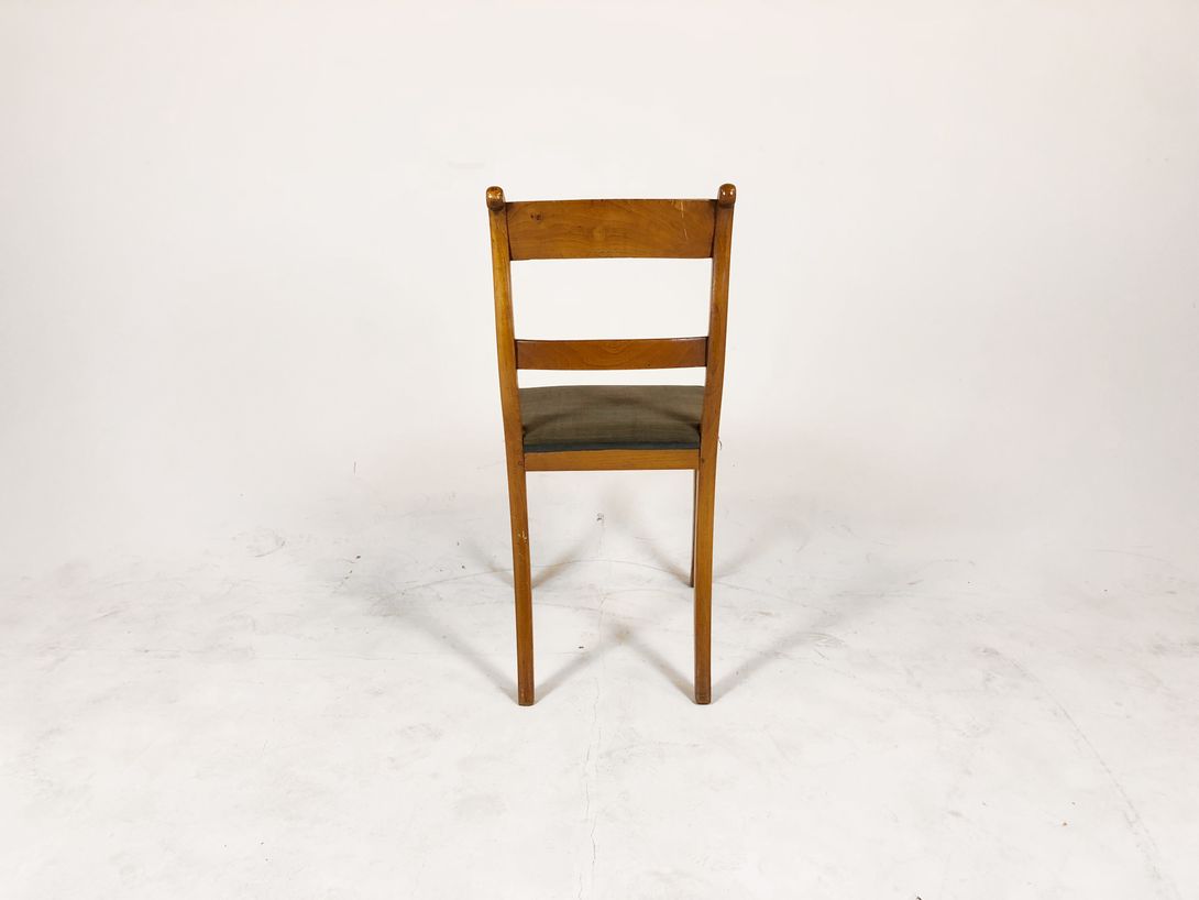 Foto Biedermeier Chair Cherry Tree Wood Horsehair Upholstery 1835