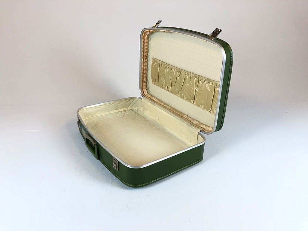 Foto Green Leather Suitcase 1966 3 Sizes h42x60x16