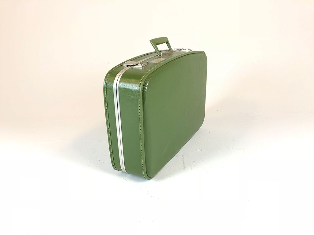Foto Green Leather Suitcase 1966 3 Sizes h42x60x16
