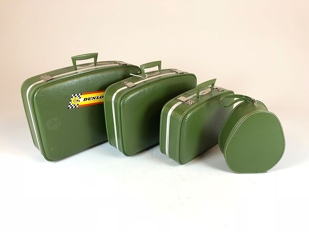 Foto Green Leather Suitcase 1966 3 Sizes h42x60x16