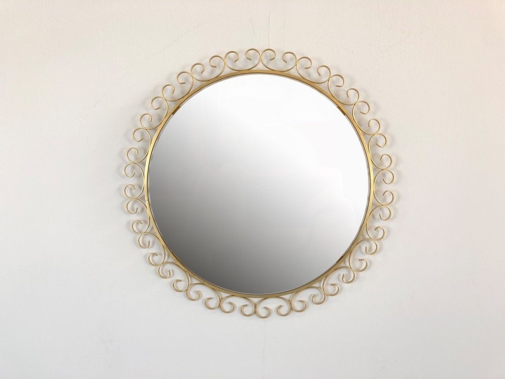 Foto Filigran Brass Framed Round Mirror Germany 1969