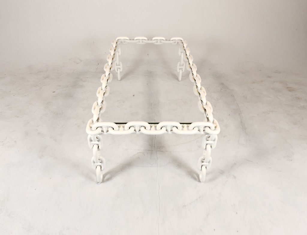Foto White Chain Coffe Table Metal and Glass h47x135x71