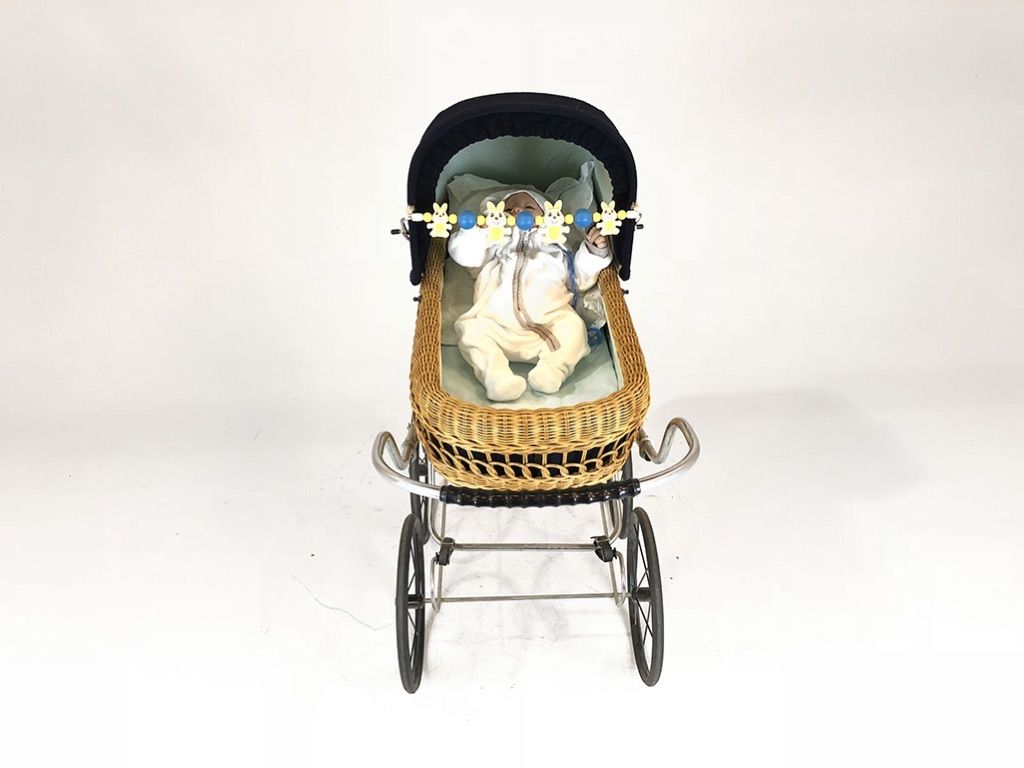 Foto Toy Stroller with Wicker Basket