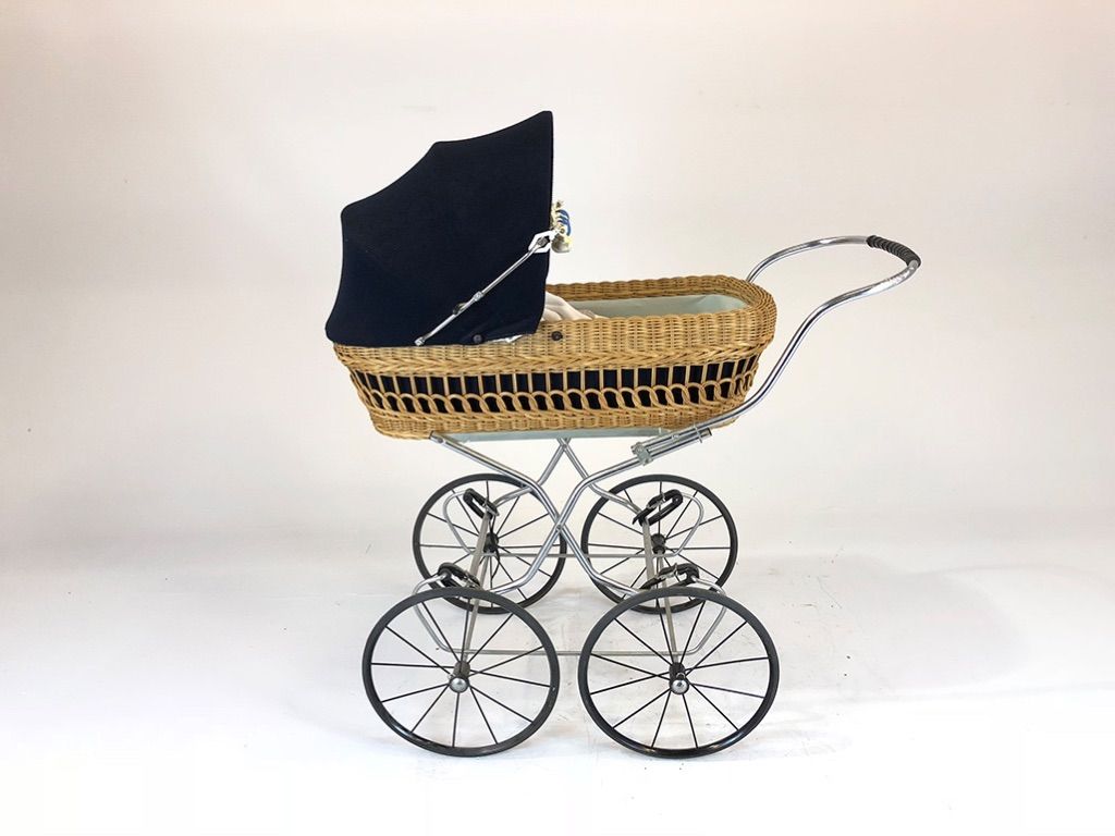 Foto Toy Stroller with Wicker Basket