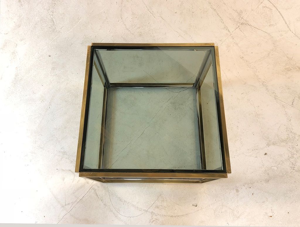 Foto Coffee Table with Smoked Glass and Brass and Chrome Frame h38x50x50