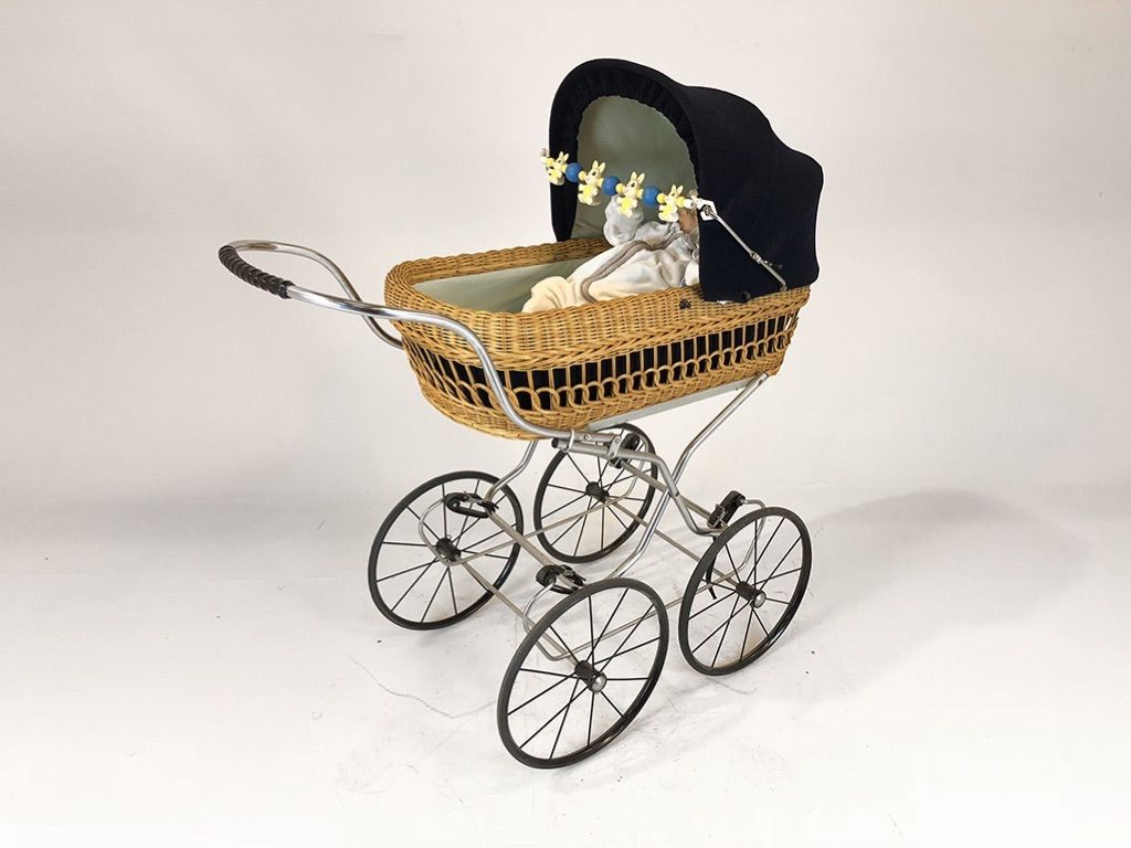 Foto Toy Stroller with Wicker Basket