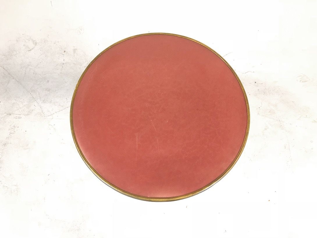 Foto Round Side Table with Red Linoleum Top Vienna 1900 h74x60