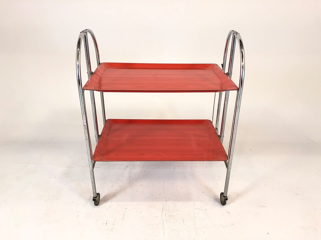 Foto Red Foldable Serving Cart h80x65x42