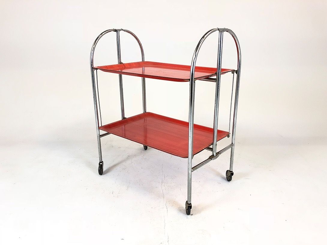 Foto Red Foldable Serving Cart h80x65x42