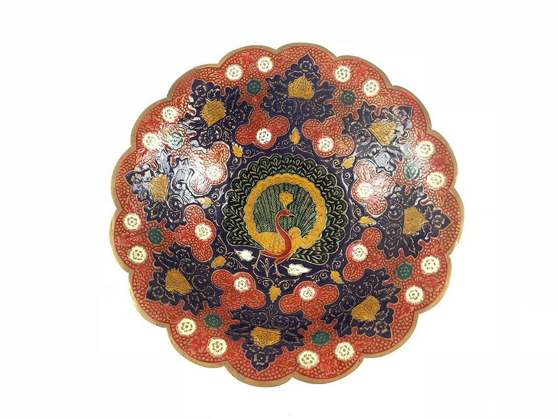 Foto Painted Messing Bowl in Flower Look