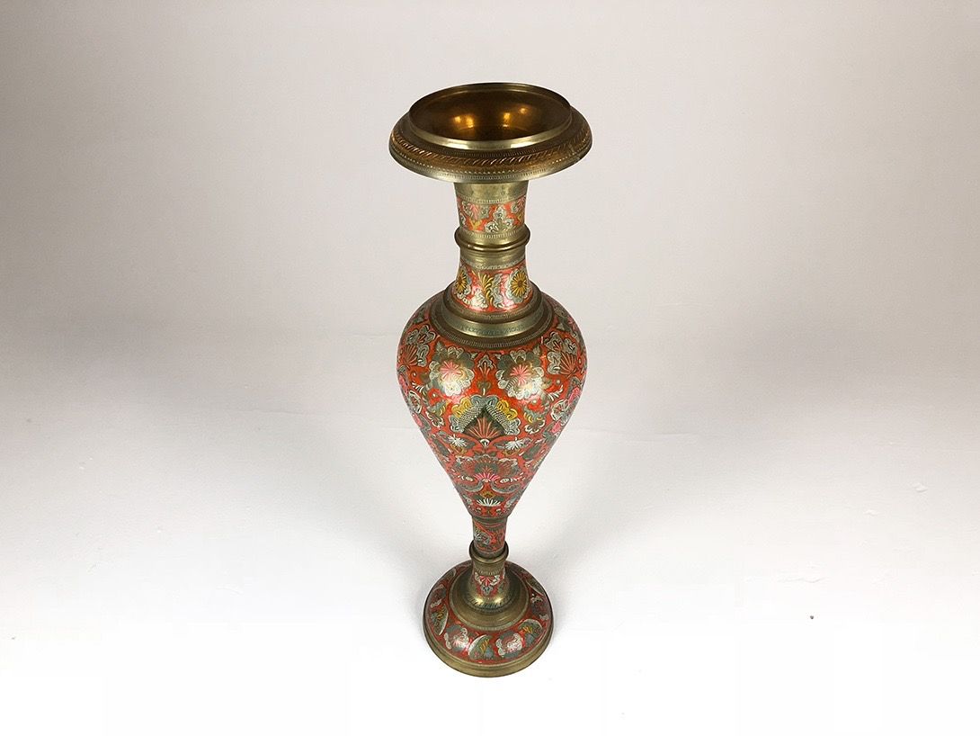Foto Tall Colorful Oriental Brass Vase h81