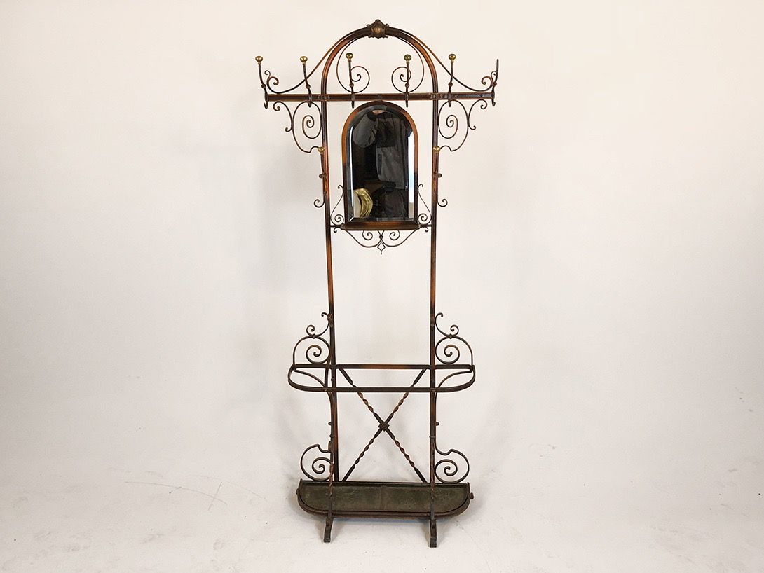 Foto Metal Coat Rack Wall with Mirror Berlin 1895