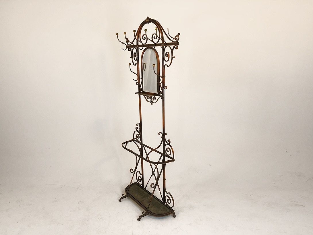 Foto Metal Coat Rack Wall with Mirror Berlin 1895