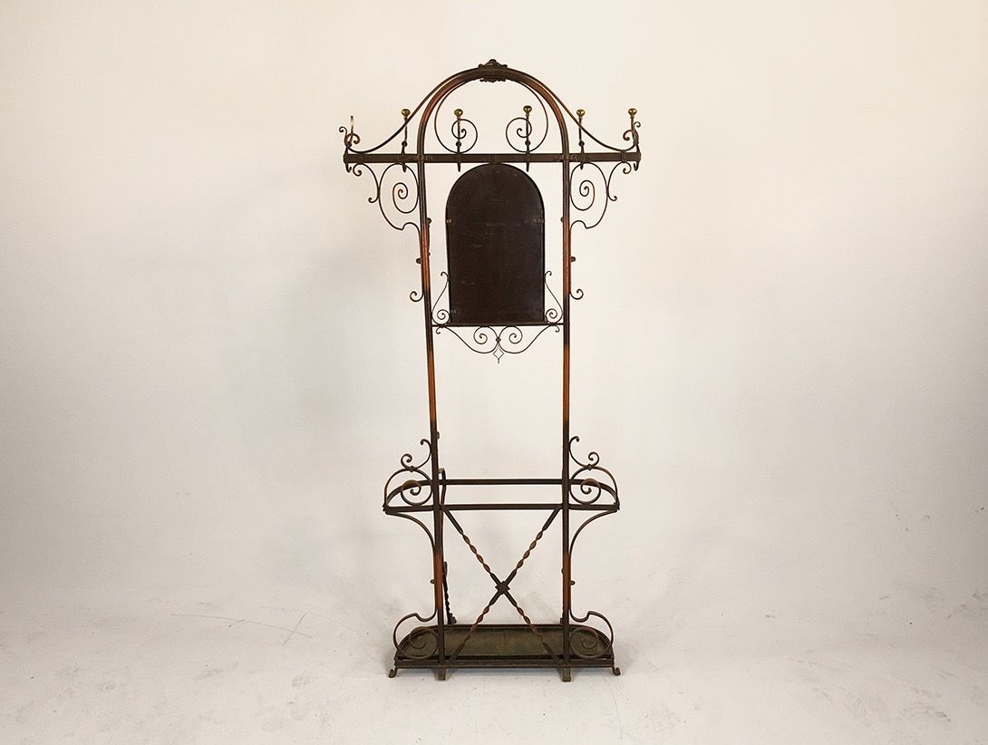 Foto Metal Coat Rack Wall with Mirror Berlin 1895