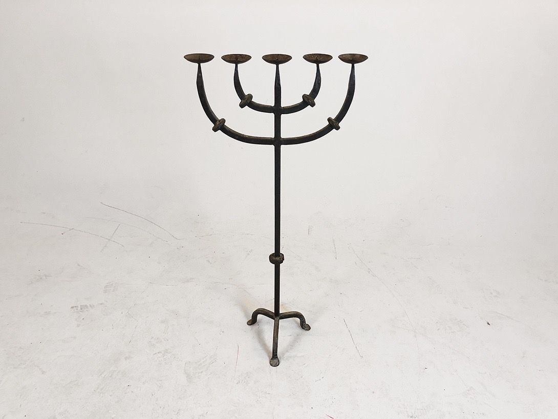 Foto Tall Five Armed Black Candle Holder