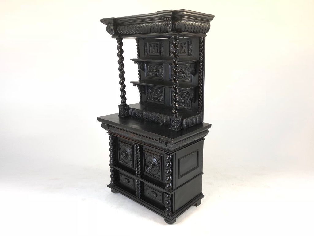 Foto Black Wilhelminian Wooden Shelf or Backdrop h200x112x63