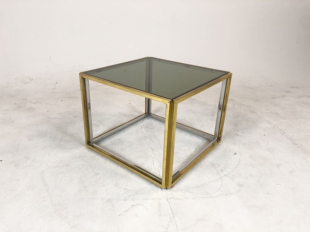 Foto Coffee Table with Smoked Glass and Brass and Chrome Frame h38x50x50