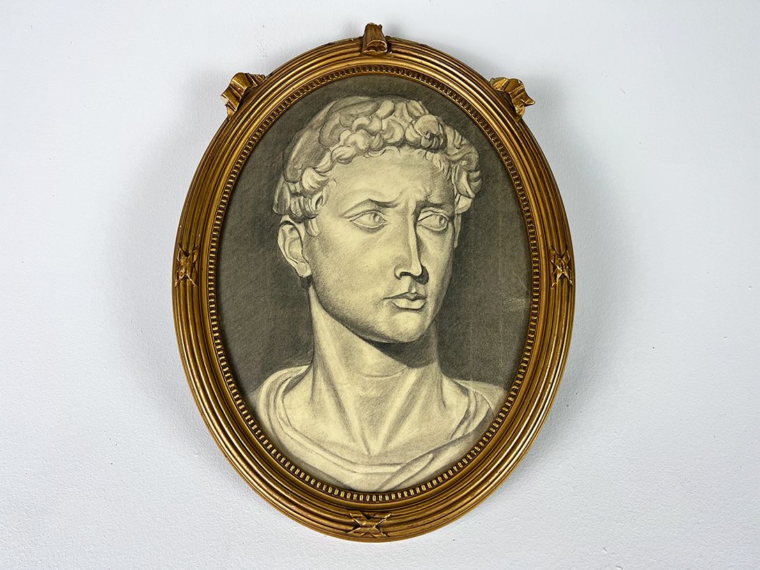 Foto Oval Painting of Greek Bust in Messing Frame 26D17