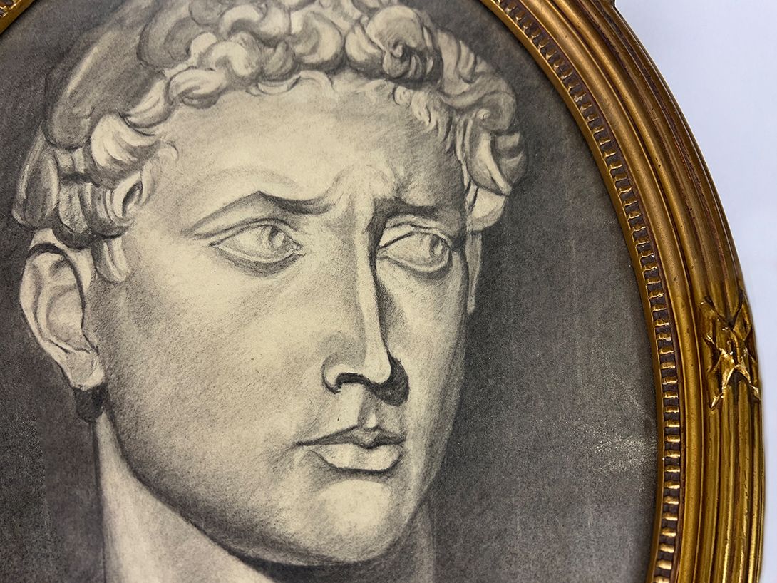 Foto Oval Painting of Greek Bust in Messing Frame 26D17