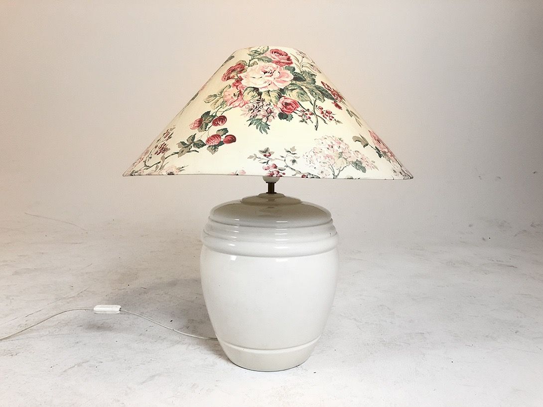 Foto Big Ceramic Lamp with Flower Print Shade h60
