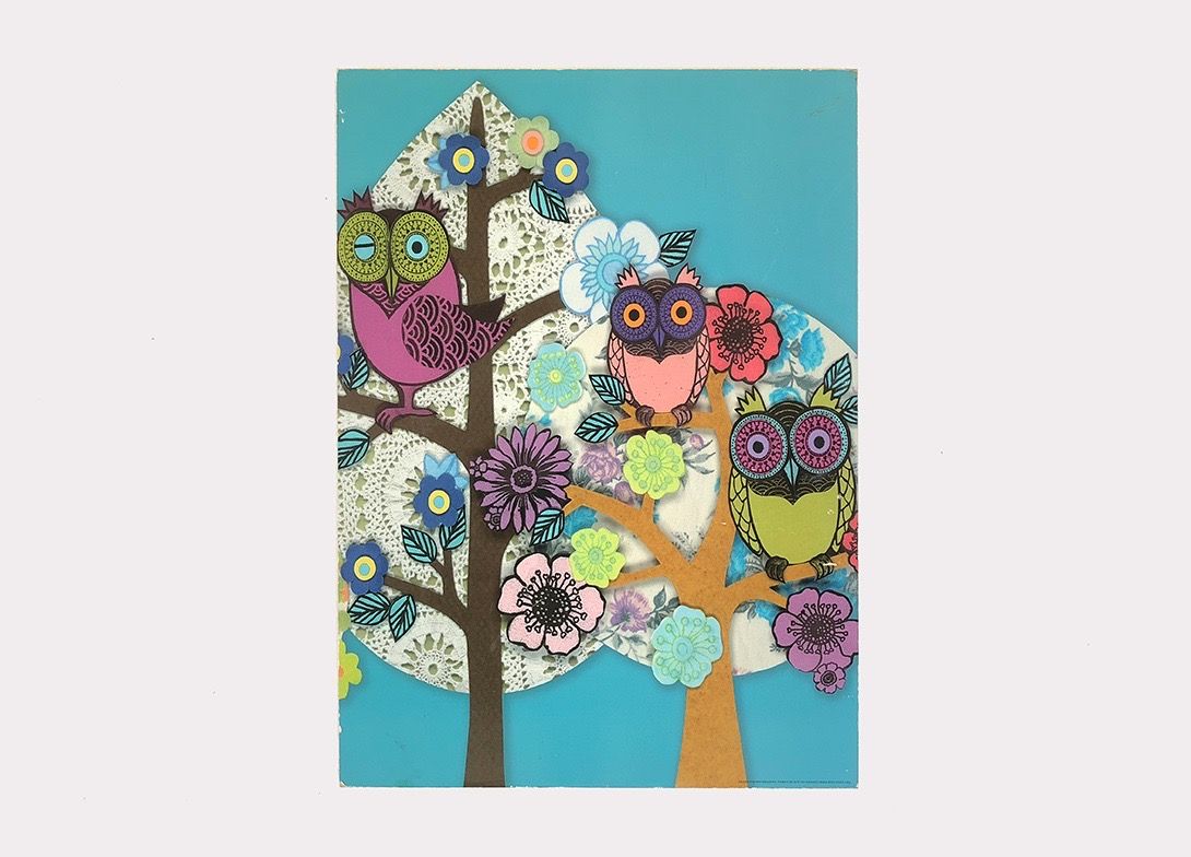 Foto Modern Painting of Owls in Trees 24E7