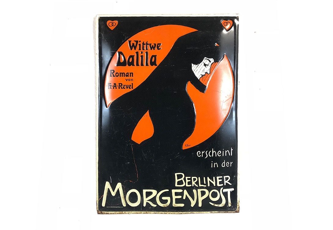 Foto Enamel Advertisement Berliner Morgenpost Wittwe Dalila 22E1