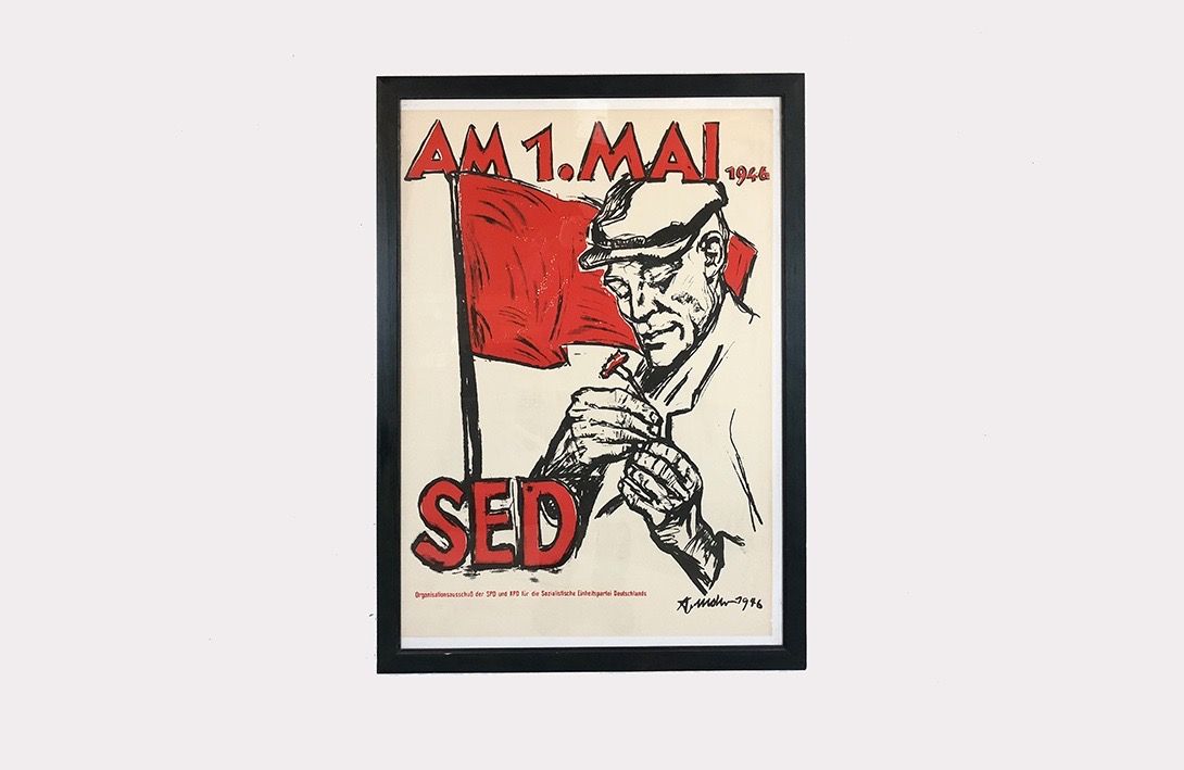 Foto SED Poster First of May Germany h107x77 1946 33D5