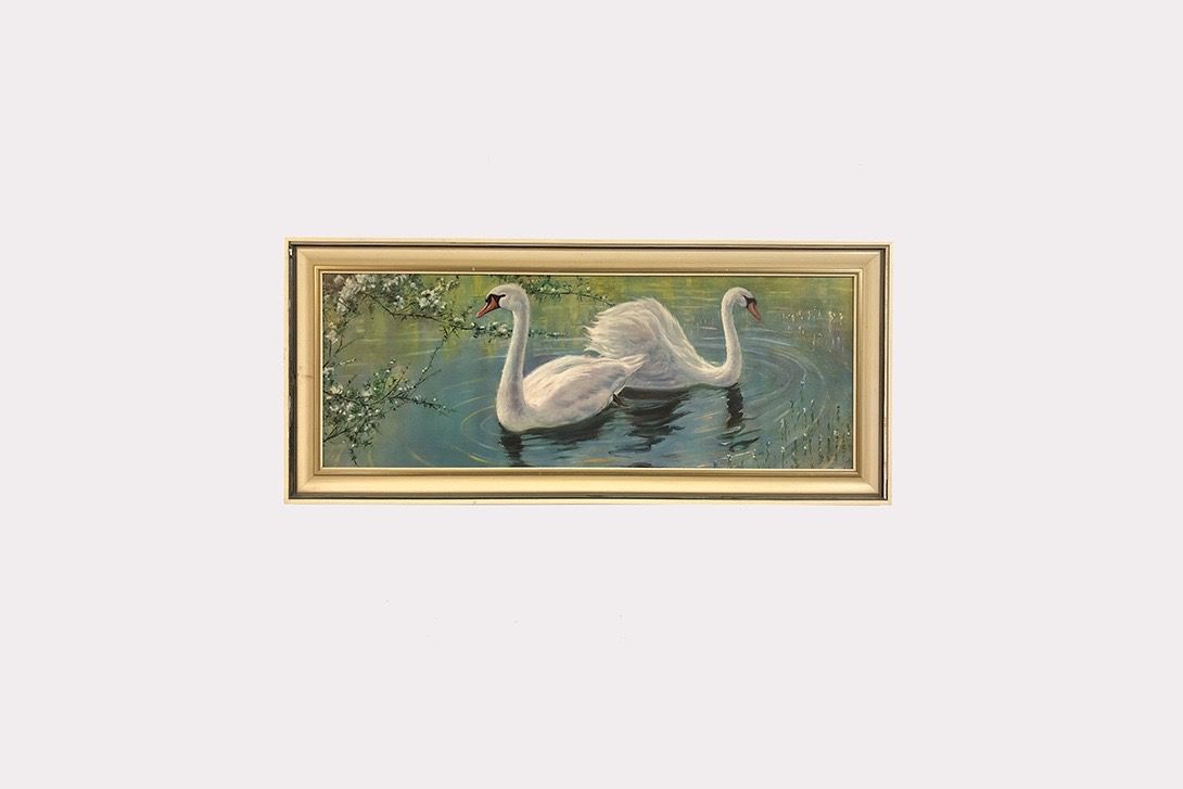 Foto Romantic Painting of Two Swans 13C10