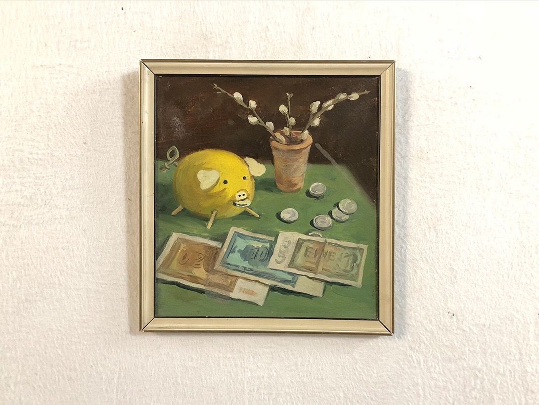Foto Oil Painting Still Life Piggy Bank h33x30 12A22