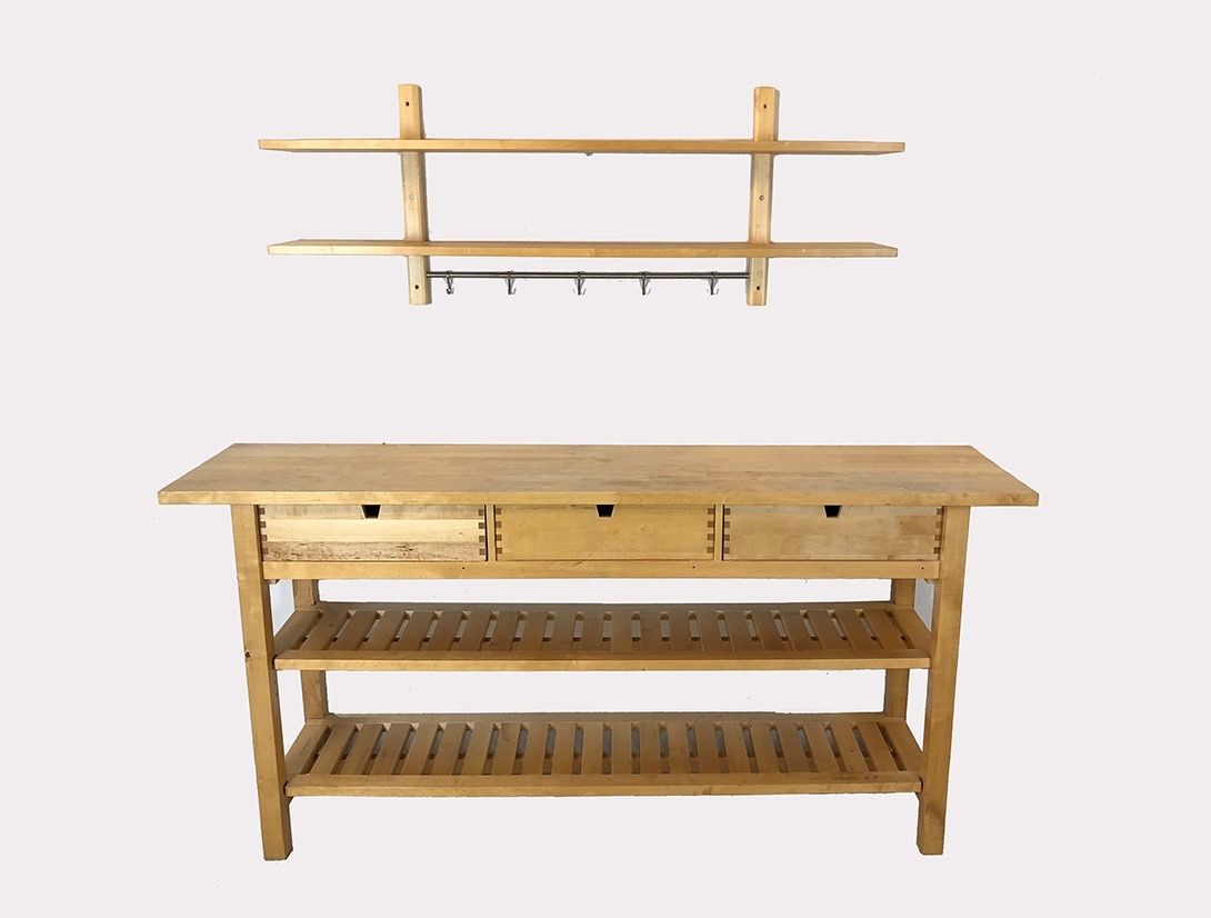 Foto Wooden Kitchen Sideboard with Three Drawers w188