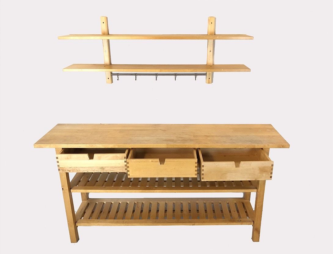 Foto Wooden Kitchen Sideboard with Three Drawers w188