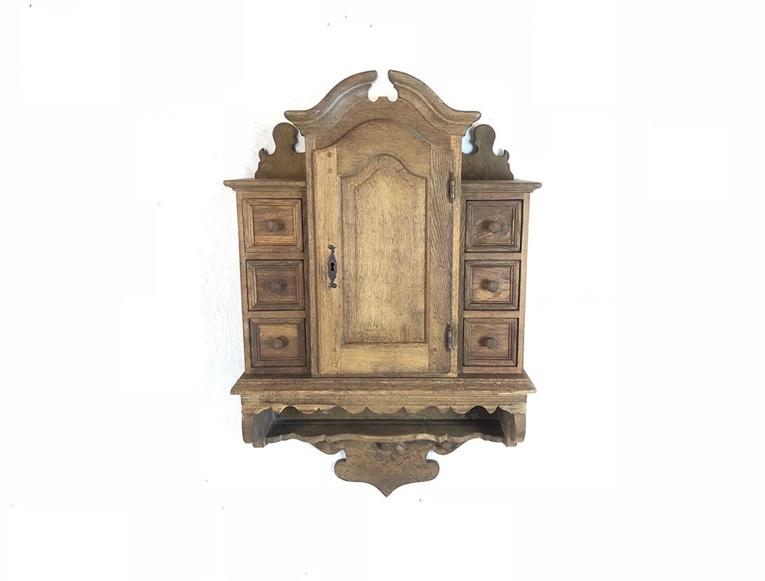 Foto Oak Wall Cupboard with Tiny Drawers Black Forest 1860