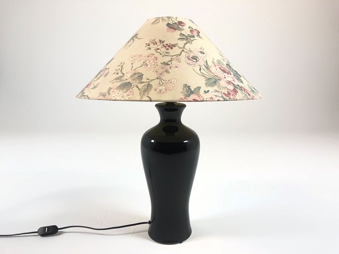 Foto Black Desk Lamp with Flower Print Shade h70