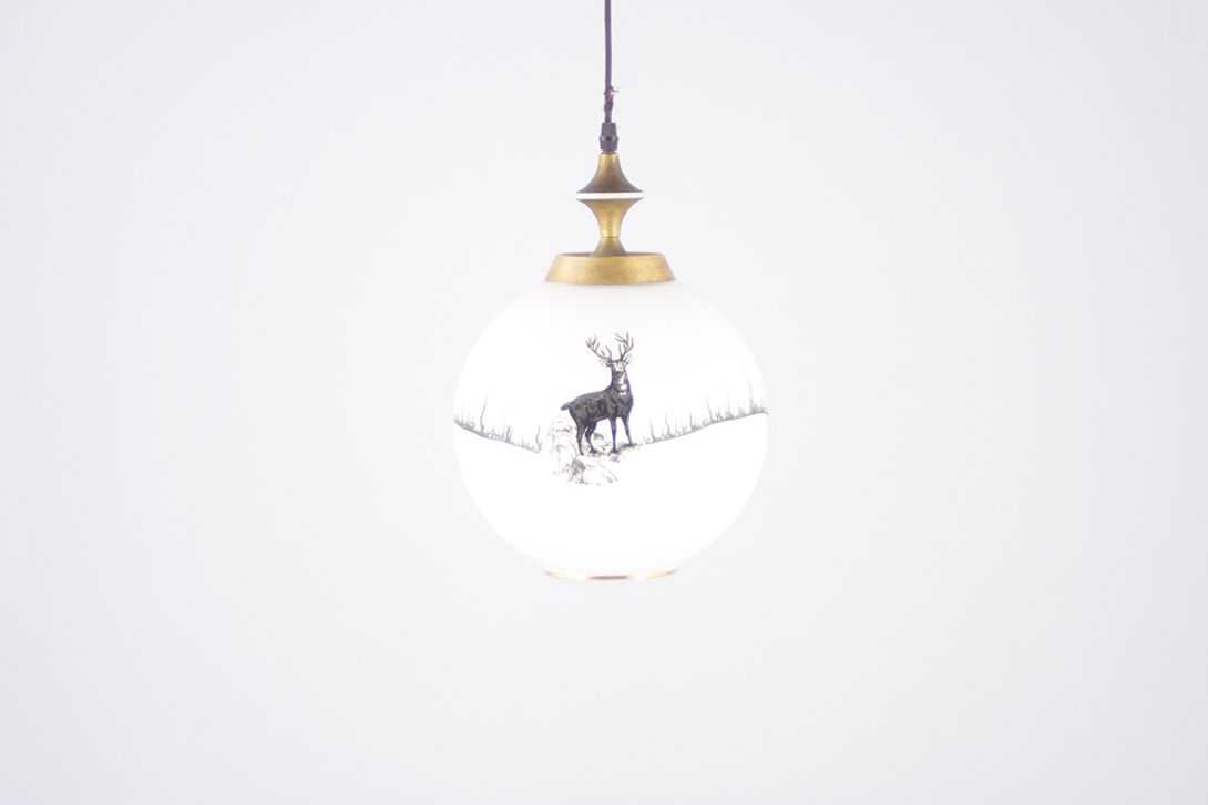 Foto Pendant Lamp Ball with Reindeer Design ø26