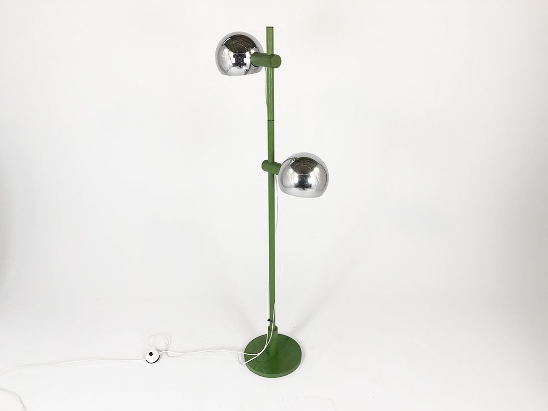 Foto Green Floorlamp with Two Chrome Balls h154 C1