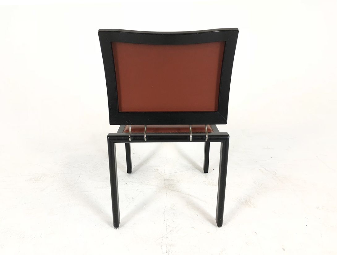 Foto Wooden Dining Chair with Red Leather Upholstery, Switzerland