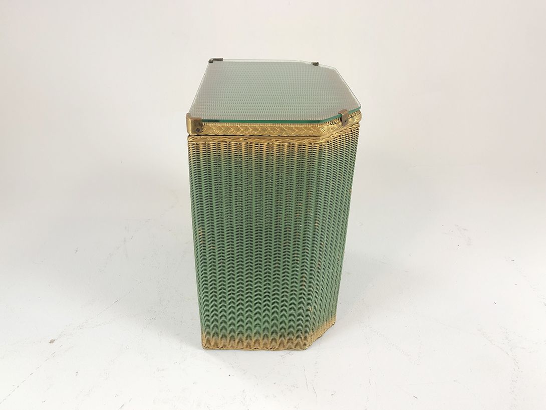 Foto Lloyd Loom Basket with Glass Top h55x22x35
