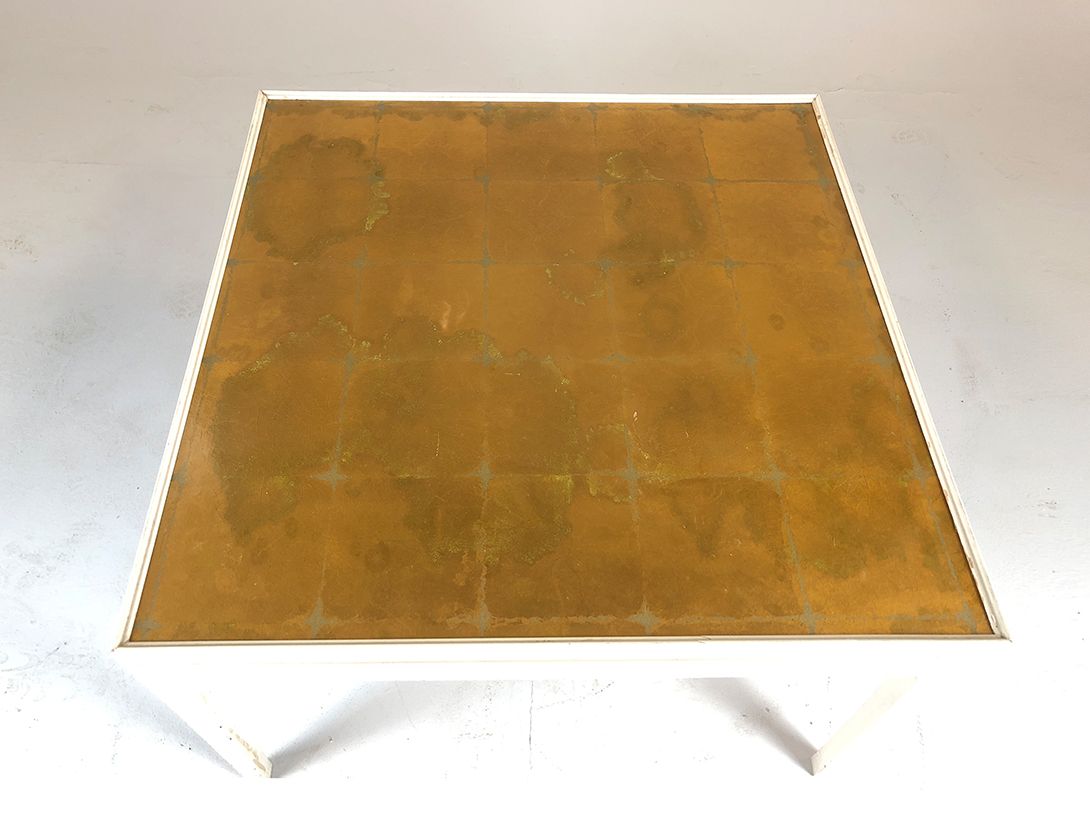 Foto Square Coffee Table in White and Gold h47x70x70