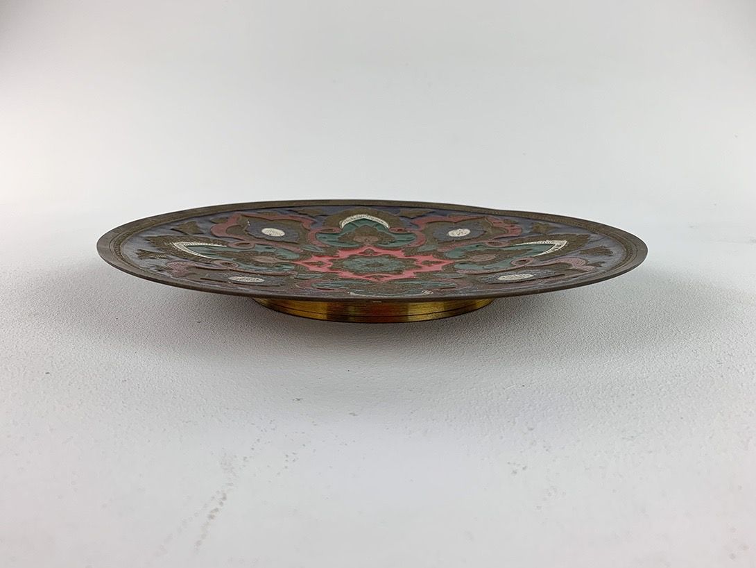 Foto Oriental Plate with Colorful Chiseled Ornaments Ø29 Morocco 1960