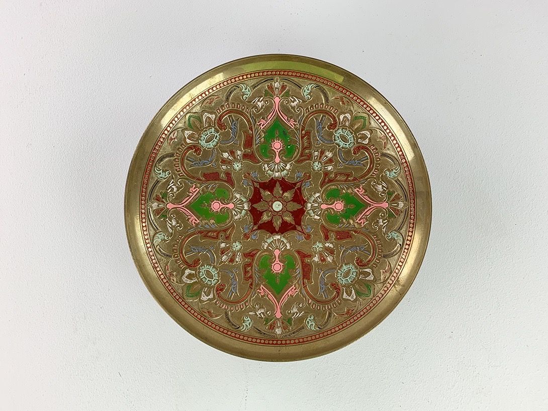 Foto Oriental Plate with Colorful Chiseled Ornaments Ø30 Morocco 1959