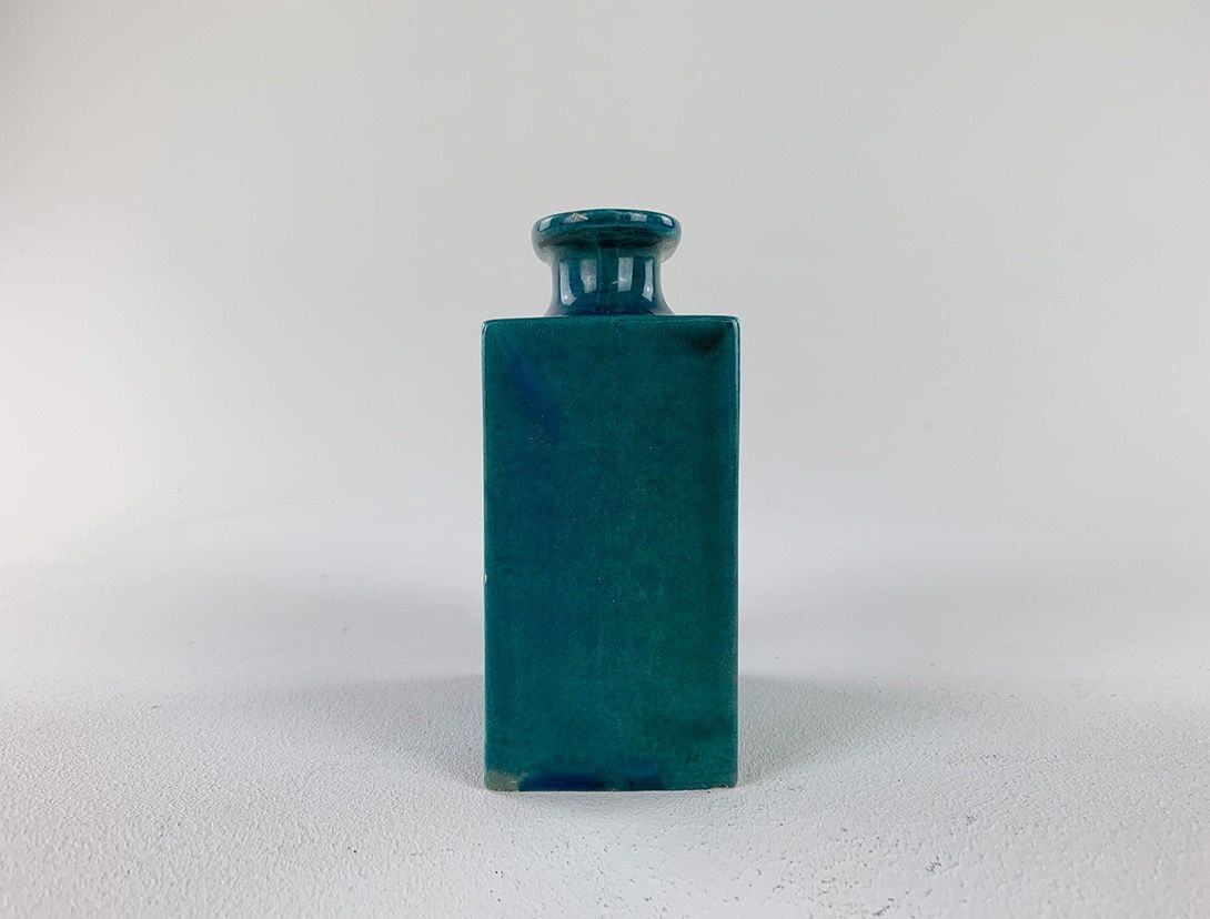 Foto Turquoise Stoneware Vase with Lava Design France 1965 h15 D5