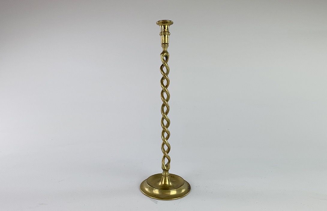 Foto Medium Brass Candle Holder Double Helix h52 Alsace 1930